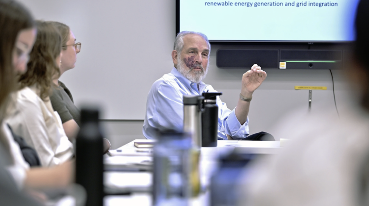 Larry Susskind, professor of Urban and Environmental Planning at the Massachusetts Institute of Technology, Friday, Sept. 15, 2023, in Cambridge, Mass. MIT is offering a first-of-its-kind course that trains students to be mediators in conflicts over clean energy projects. (AP Photo/Josh Reynolds)