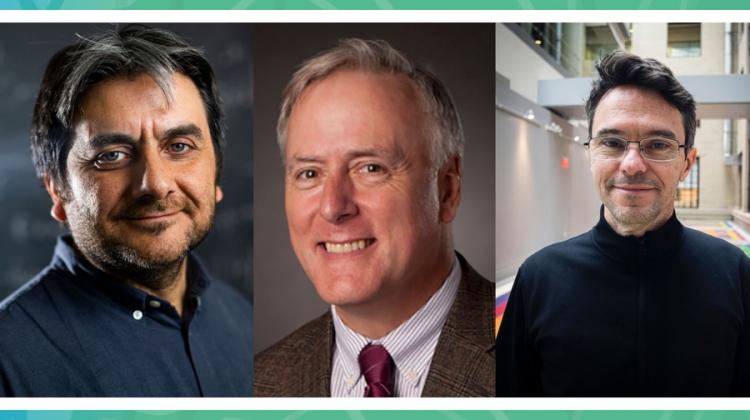 Three side-by-side headshots of researchers Cem Tasan, Andrew Whittle, and Fábio Duarte, with a blue and green border along the top and bottom.