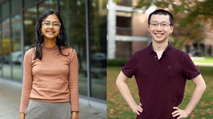 In side-by-side photos, Anushree Chaudhuri (left) and Rupert Li (right) pose outdoors.