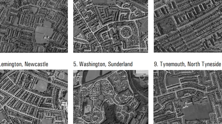 Google Earth aerial view captured for ten selected neighbourhoods in the Tyne and Wear metropolitan district.