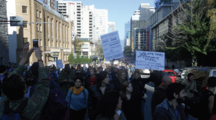 Image 2: March on first day of Occupy Vancouver, October 2011 (Bradley Por).