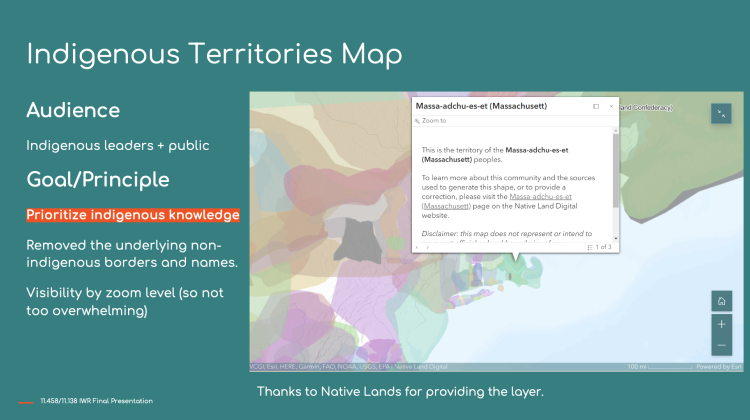 Optional storymap basemap Layer visualizing Indigenous Territories rather than colonial borders and names